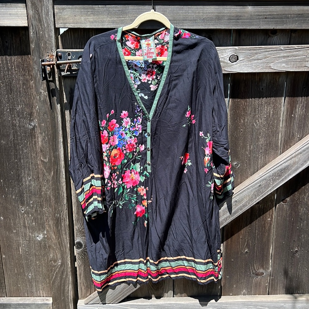 COPY - Johnny Was Black Floral Tunic